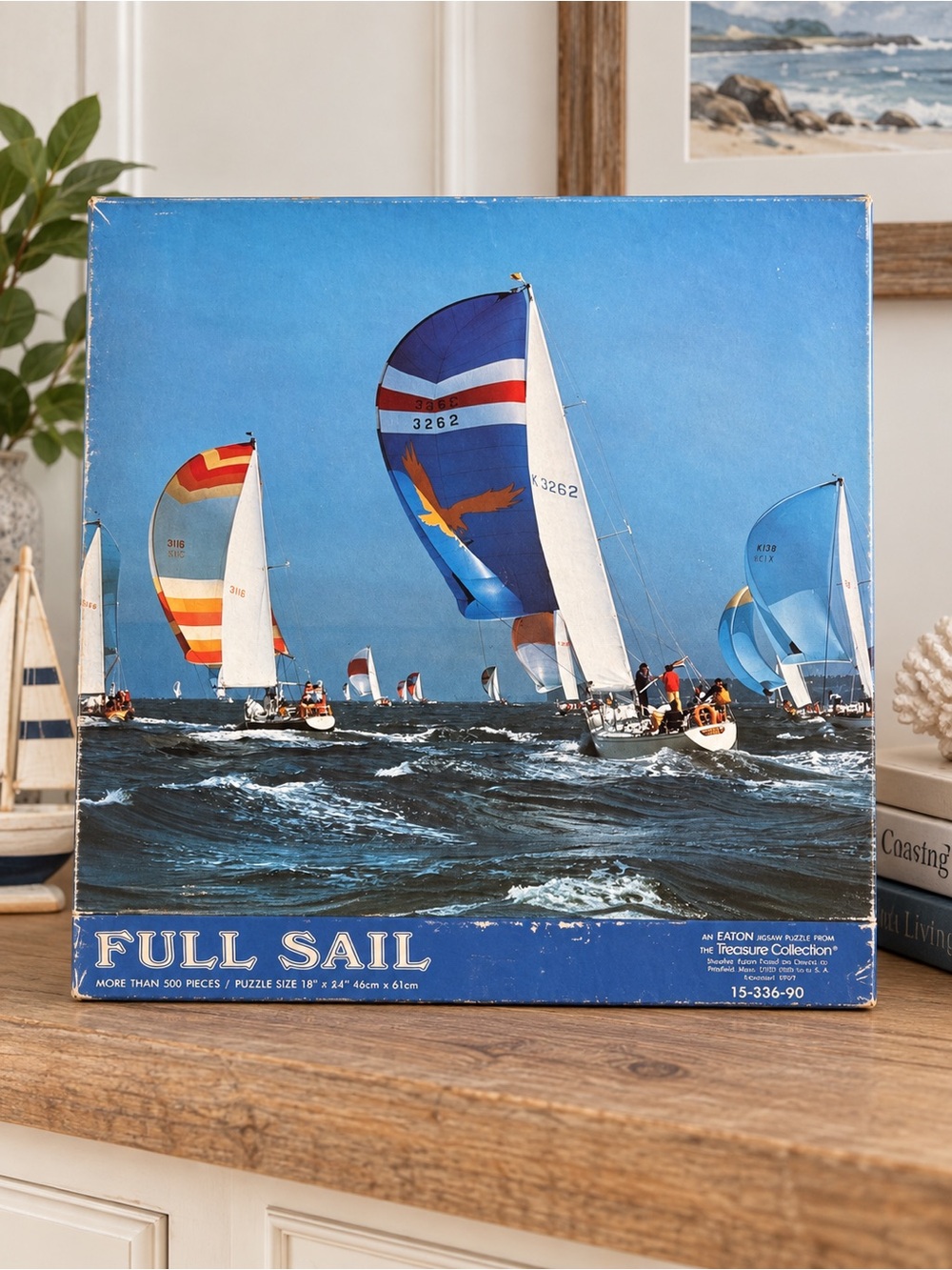 Vintage 1979 Eaton Full Sail Jigsaw Puzzle 500+ Pieces Sailboats 18 x 24